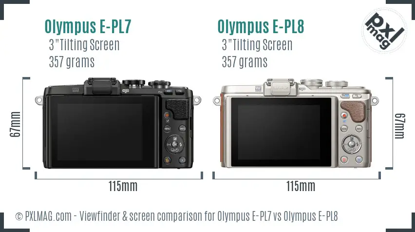 Olympus E-PL7 vs Olympus E-PL8 Screen and Viewfinder comparison