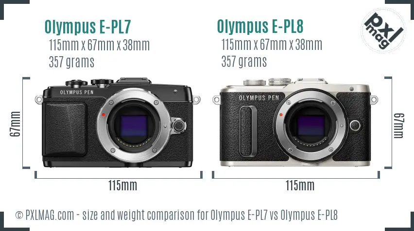 Olympus E-PL7 vs Olympus E-PL8 size comparison