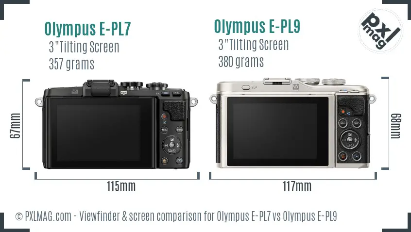 Olympus E-PL7 vs Olympus E-PL9 Screen and Viewfinder comparison