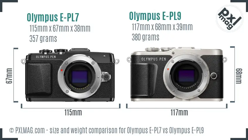 Olympus E-PL7 vs Olympus E-PL9 size comparison
