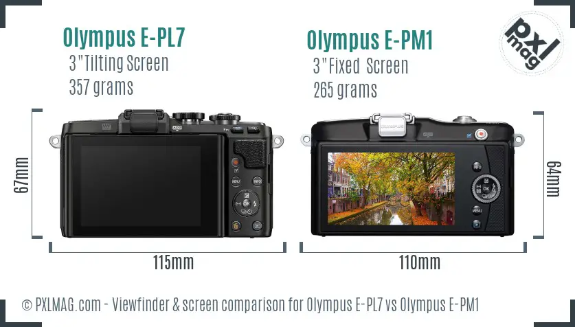 Olympus E-PL7 vs Olympus E-PM1 Screen and Viewfinder comparison