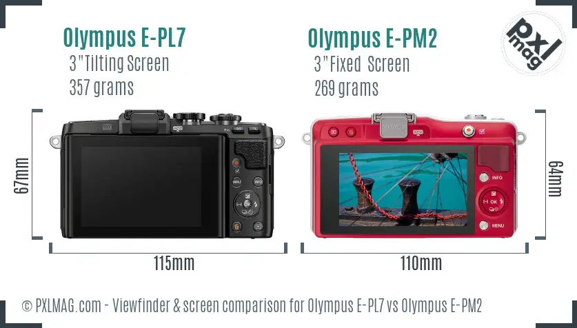 Olympus E-PL7 vs Olympus E-PM2 Screen and Viewfinder comparison