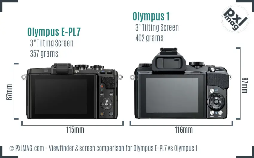 Olympus E-PL7 vs Olympus 1 Screen and Viewfinder comparison