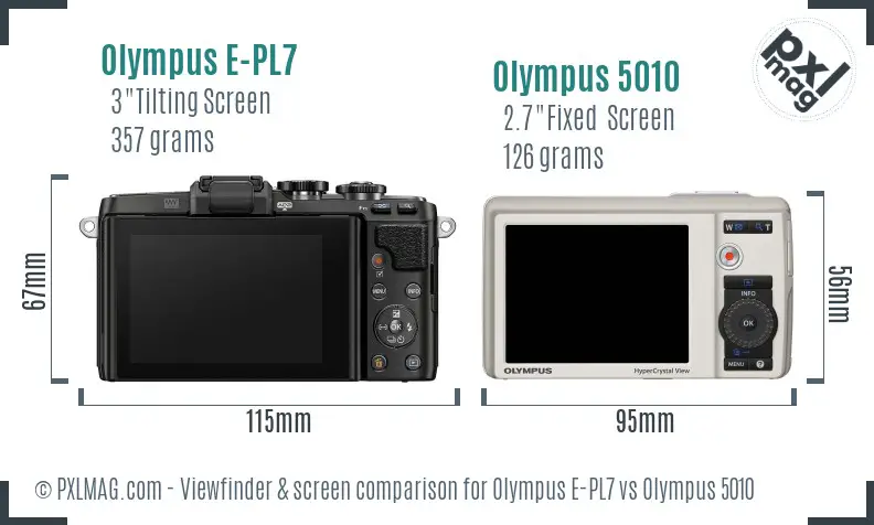 Olympus E-PL7 vs Olympus 5010 Screen and Viewfinder comparison