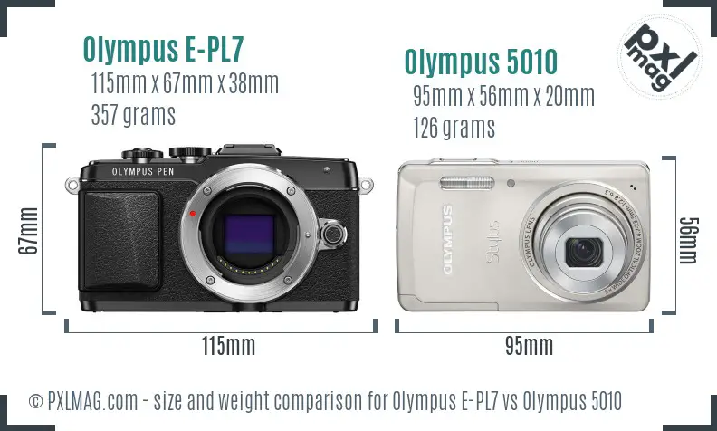 Olympus E-PL7 vs Olympus 5010 size comparison