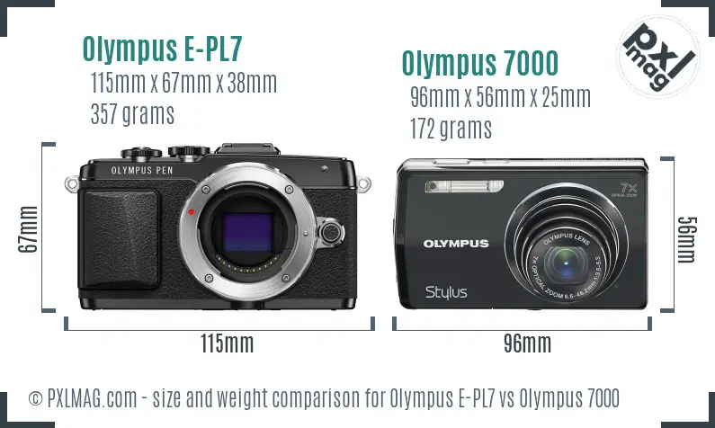 Olympus E-PL7 vs Olympus 7000 size comparison