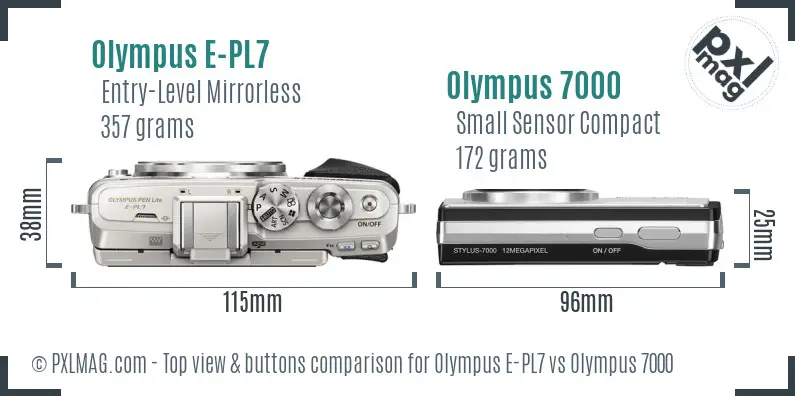 Olympus E-PL7 vs Olympus 7000 top view buttons comparison