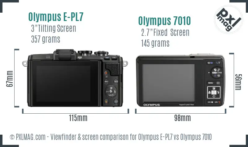 Olympus E-PL7 vs Olympus 7010 Screen and Viewfinder comparison