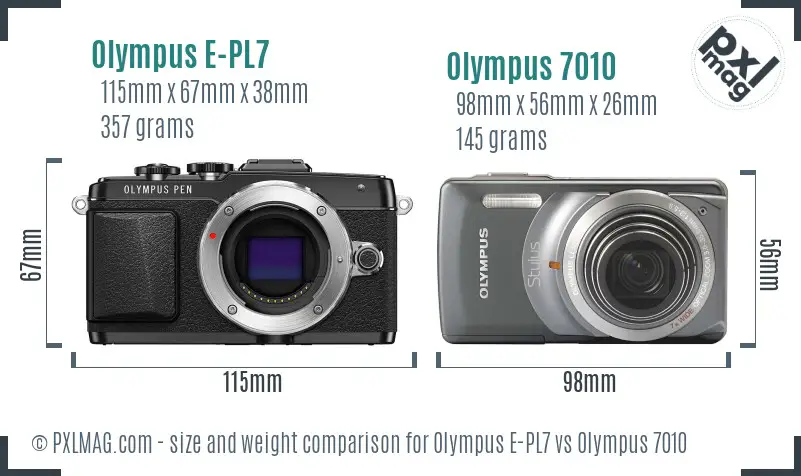 Olympus E-PL7 vs Olympus 7010 size comparison