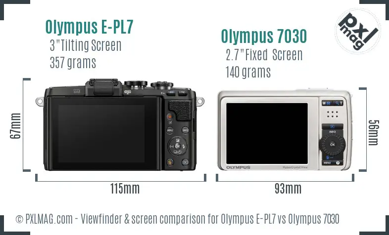 Olympus E-PL7 vs Olympus 7030 Screen and Viewfinder comparison