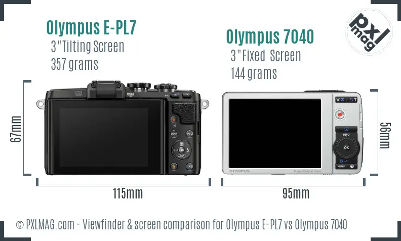 Olympus E-PL7 vs Olympus 7040 Screen and Viewfinder comparison