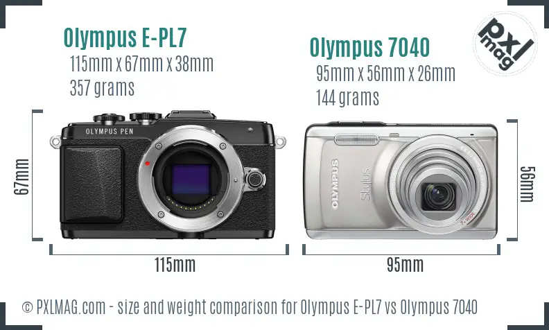 Olympus E-PL7 vs Olympus 7040 size comparison