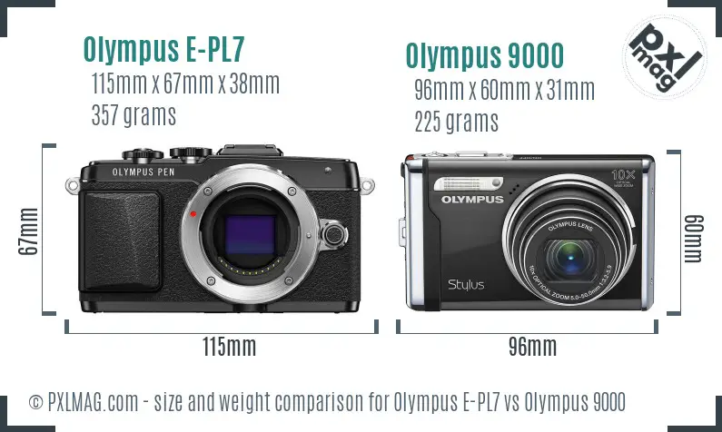 Olympus E-PL7 vs Olympus 9000 size comparison