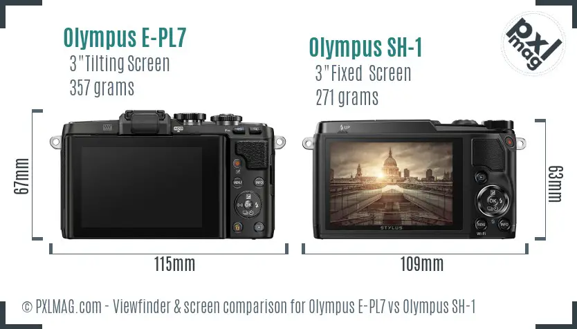 Olympus E-PL7 vs Olympus SH-1 Screen and Viewfinder comparison