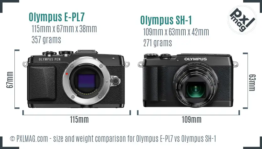 Olympus E-PL7 vs Olympus SH-1 size comparison