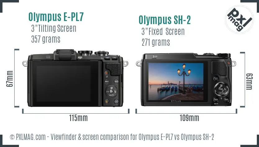 Olympus E-PL7 vs Olympus SH-2 Screen and Viewfinder comparison