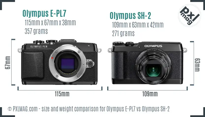 Olympus E-PL7 vs Olympus SH-2 size comparison