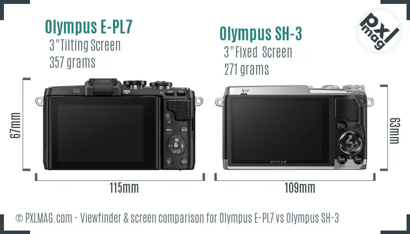 Olympus E-PL7 vs Olympus SH-3 Screen and Viewfinder comparison