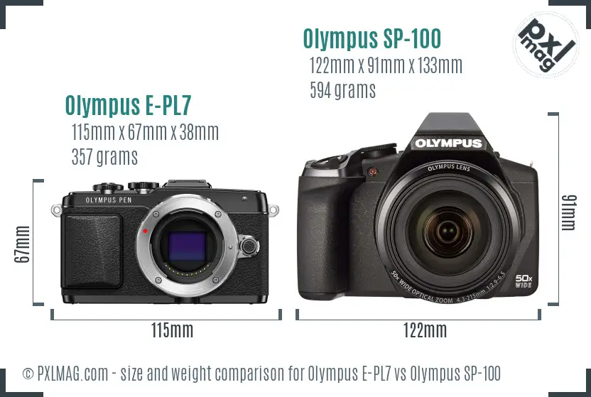 Olympus E-PL7 vs Olympus SP-100 size comparison