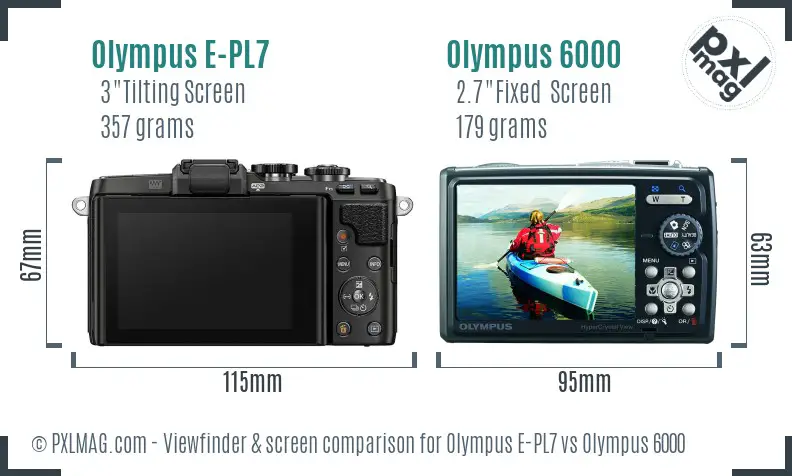 Olympus E-PL7 vs Olympus 6000 Screen and Viewfinder comparison