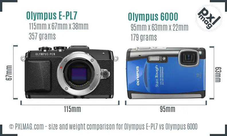 Olympus E-PL7 vs Olympus 6000 size comparison