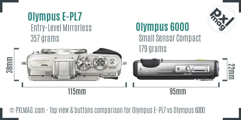 Olympus E-PL7 vs Olympus 6000 top view buttons comparison