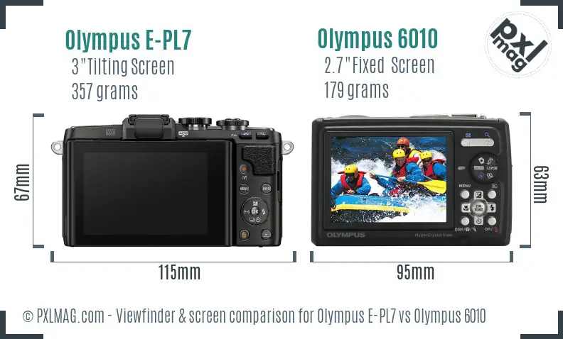 Olympus E-PL7 vs Olympus 6010 Screen and Viewfinder comparison