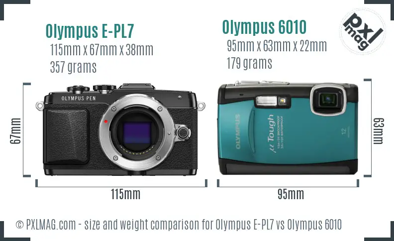 Olympus E-PL7 vs Olympus 6010 size comparison