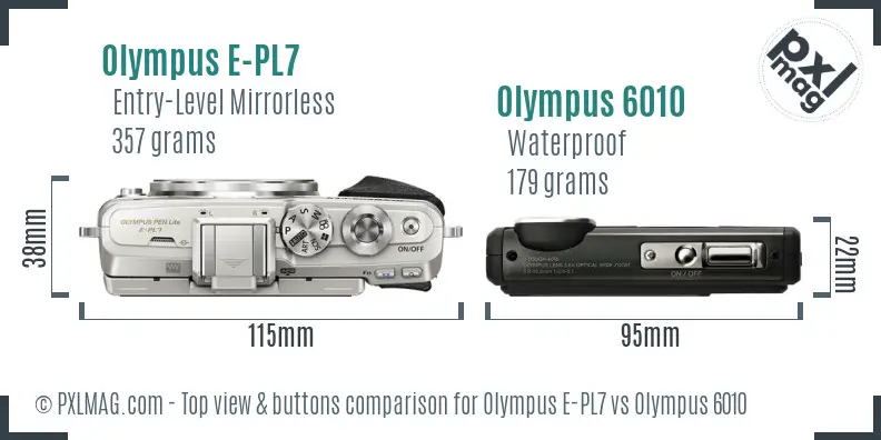 Olympus E-PL7 vs Olympus 6010 top view buttons comparison