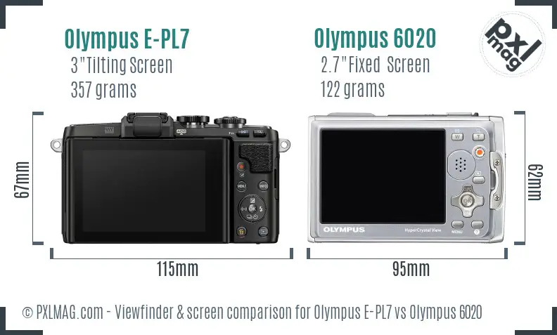 Olympus E-PL7 vs Olympus 6020 Screen and Viewfinder comparison