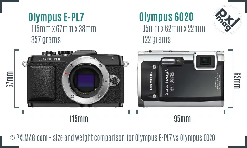 Olympus E-PL7 vs Olympus 6020 size comparison