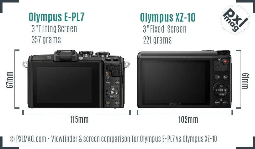 Olympus E-PL7 vs Olympus XZ-10 Screen and Viewfinder comparison