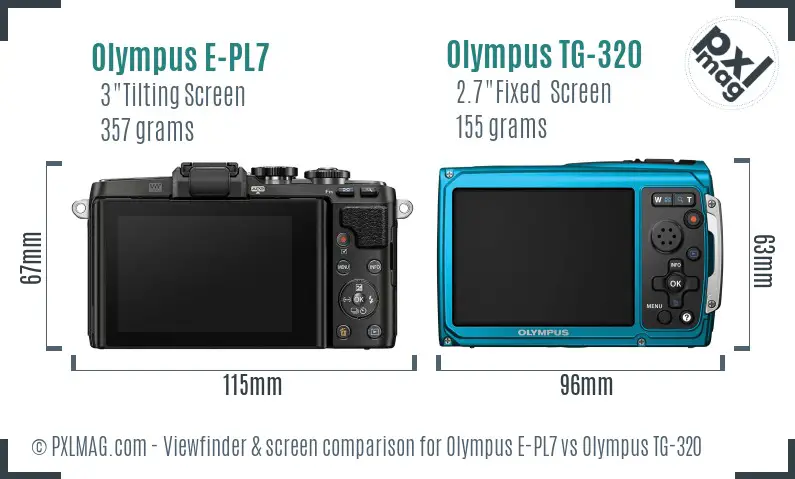 Olympus E-PL7 vs Olympus TG-320 Screen and Viewfinder comparison