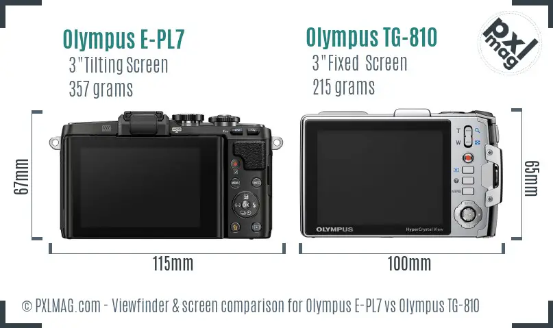 Olympus E-PL7 vs Olympus TG-810 Screen and Viewfinder comparison