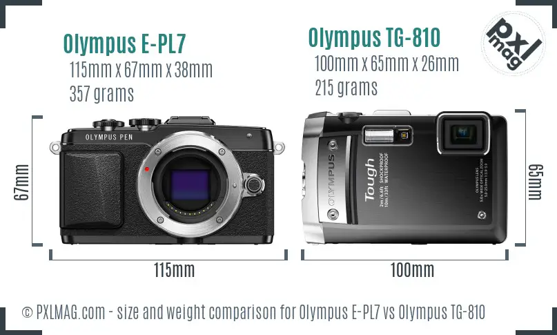 Olympus E-PL7 vs Olympus TG-810 size comparison