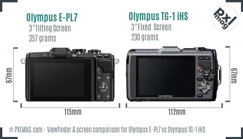 Olympus E-PL7 vs Olympus TG-1 iHS Screen and Viewfinder comparison