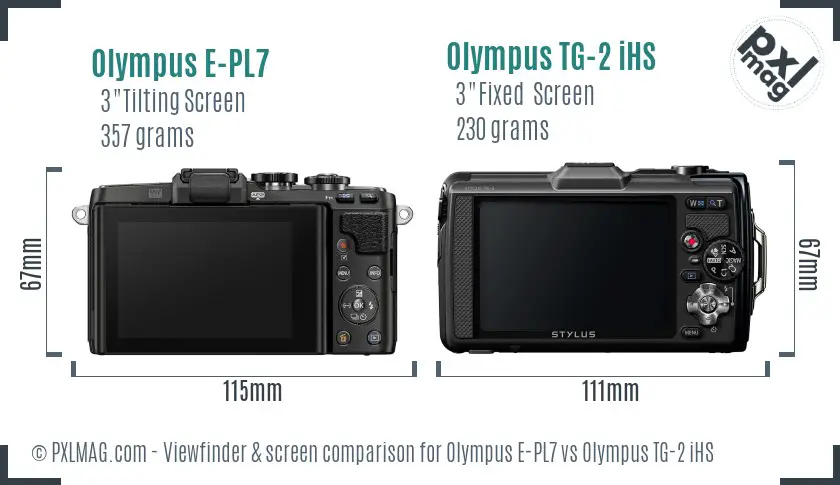 Olympus E-PL7 vs Olympus TG-2 iHS Screen and Viewfinder comparison