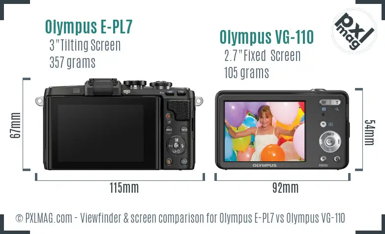 Olympus E-PL7 vs Olympus VG-110 Screen and Viewfinder comparison