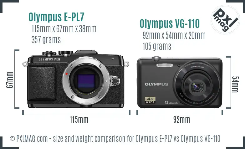 Olympus E-PL7 vs Olympus VG-110 size comparison