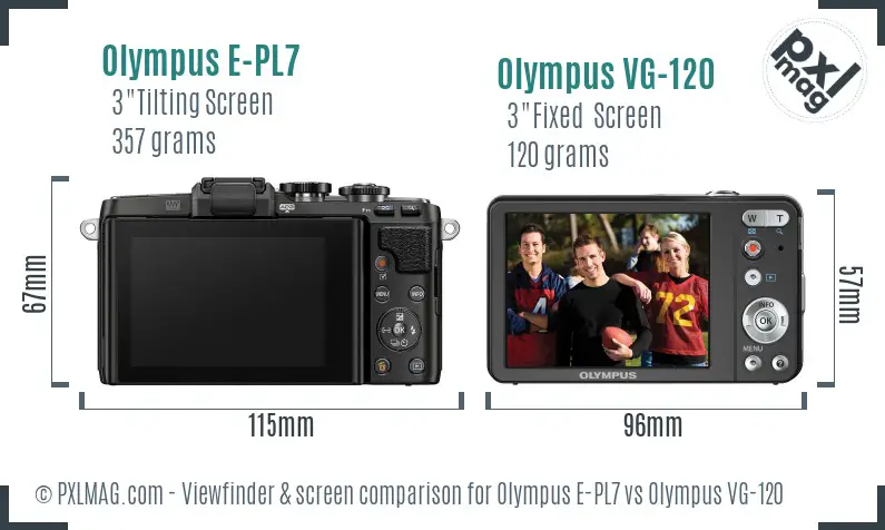 Olympus E-PL7 vs Olympus VG-120 Screen and Viewfinder comparison