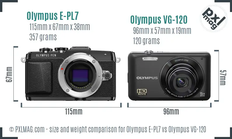 Olympus E-PL7 vs Olympus VG-120 size comparison