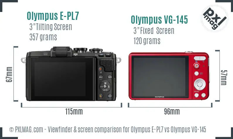 Olympus E-PL7 vs Olympus VG-145 Screen and Viewfinder comparison