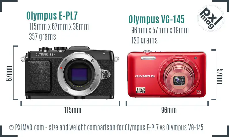 Olympus E-PL7 vs Olympus VG-145 size comparison