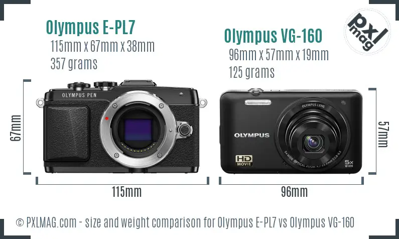 Olympus E-PL7 vs Olympus VG-160 size comparison