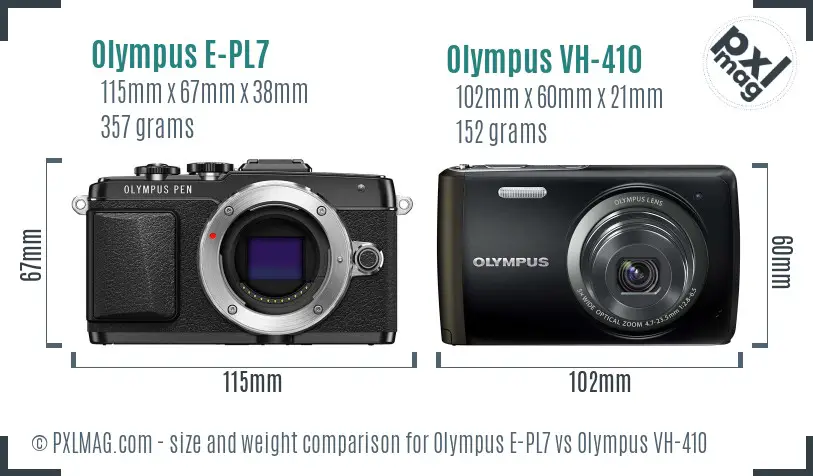 Olympus E-PL7 vs Olympus VH-410 size comparison