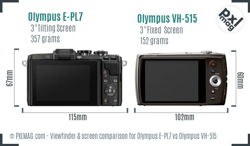 Olympus E-PL7 vs Olympus VH-515 Screen and Viewfinder comparison
