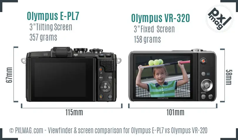 Olympus E-PL7 vs Olympus VR-320 Screen and Viewfinder comparison