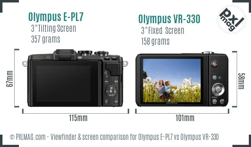 Olympus E-PL7 vs Olympus VR-330 Screen and Viewfinder comparison