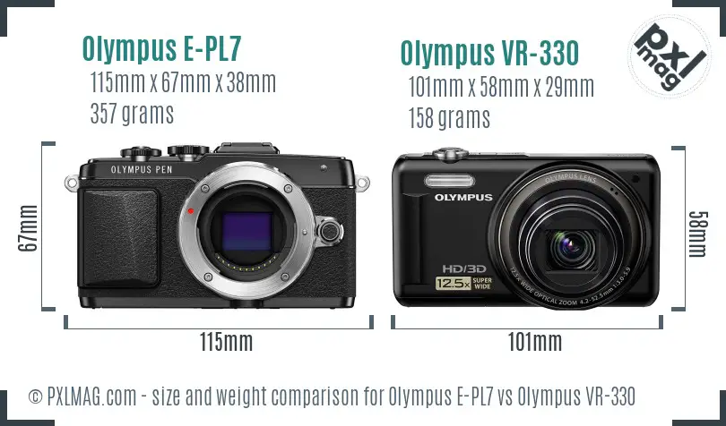 Olympus E-PL7 vs Olympus VR-330 size comparison