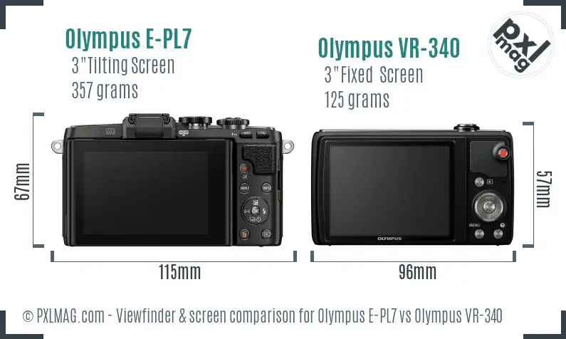 Olympus E-PL7 vs Olympus VR-340 Screen and Viewfinder comparison